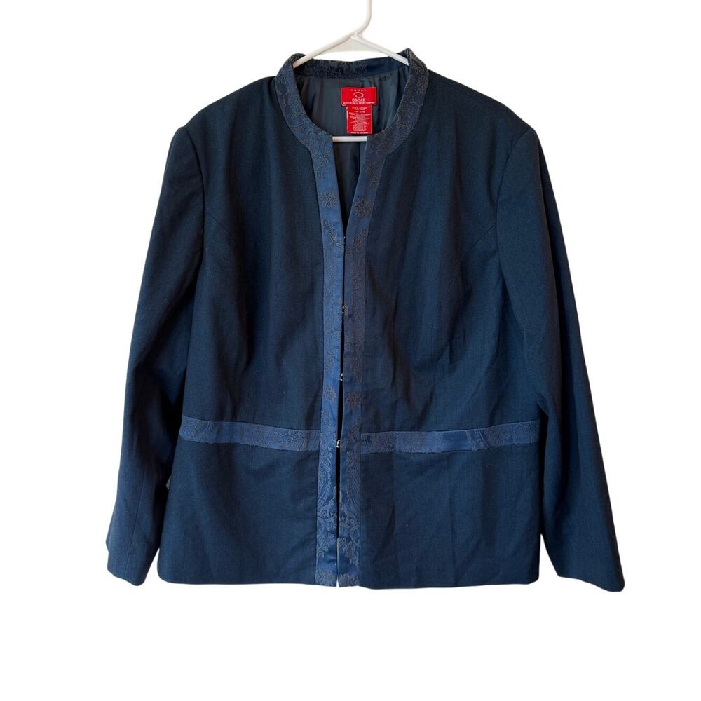 Vintage Oscar by Oscar De La Renta Hook and Eye Blazer Blue Women's Plus 20W